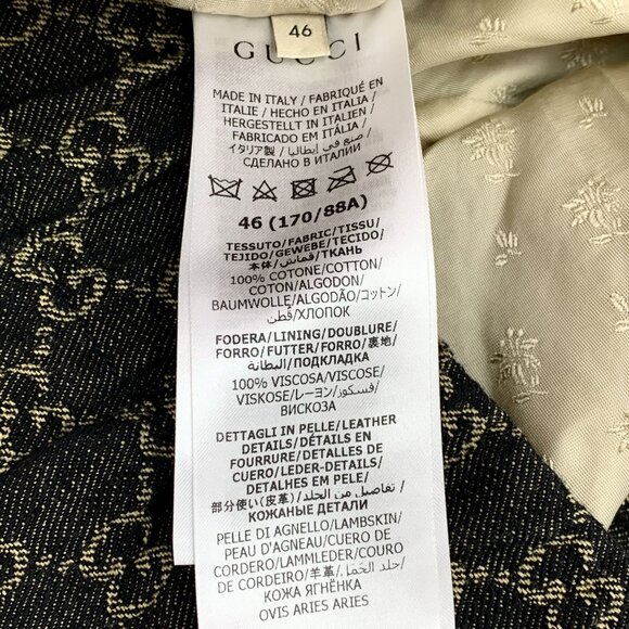 DM0083 Gucci GG Monogram Denim Jacket With Red Patch Logo - Picture 7 of 8